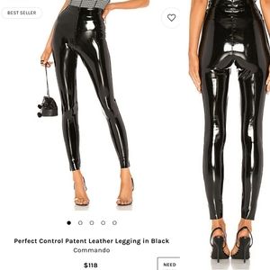 Hailey bieber loves COMMANDO  FAUX PATENT LEATHER LEGGINGS SZ M !!